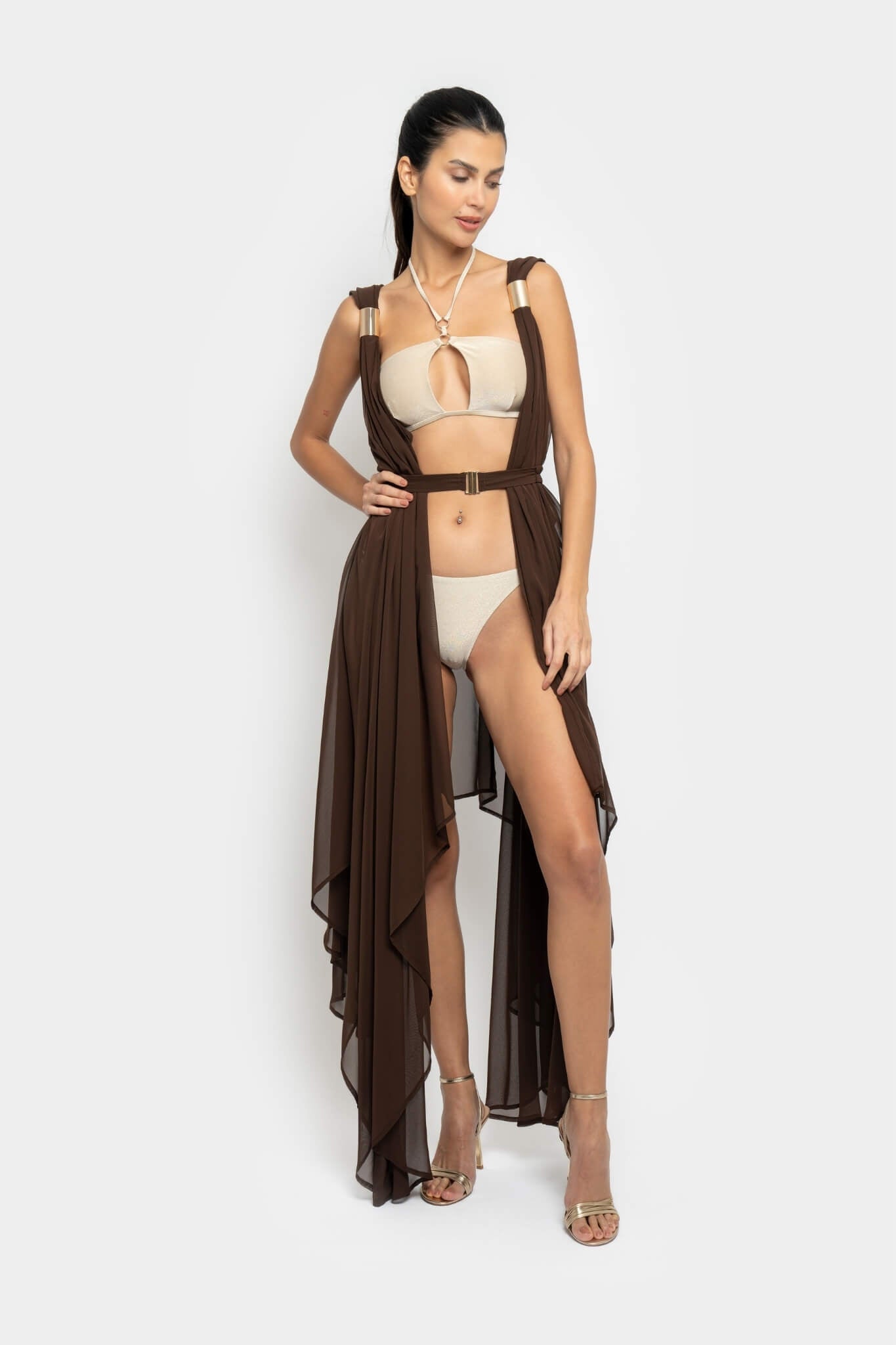 BUTTERFLY KIMONO IN BROWN