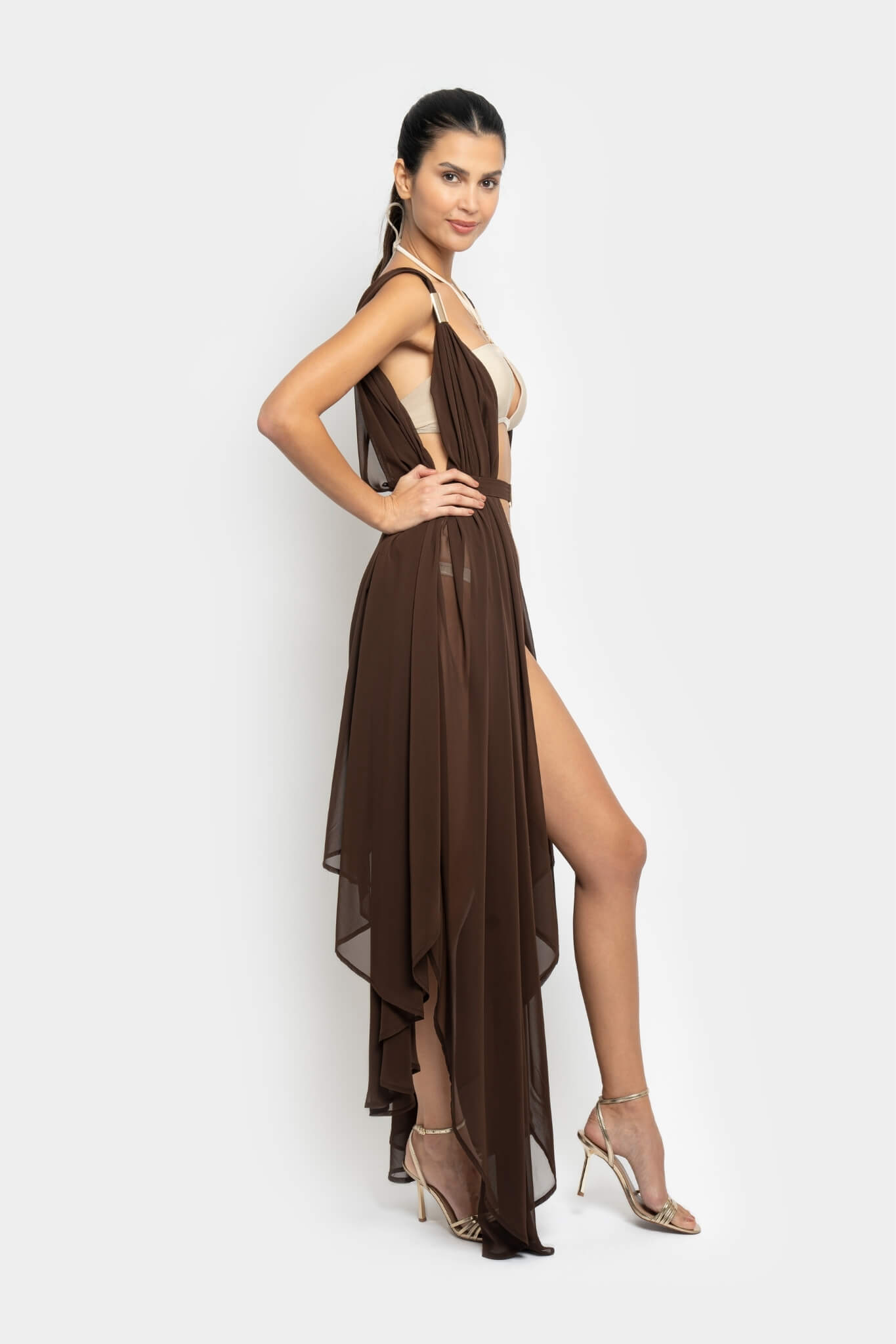 BUTTERFLY KIMONO IN BROWN