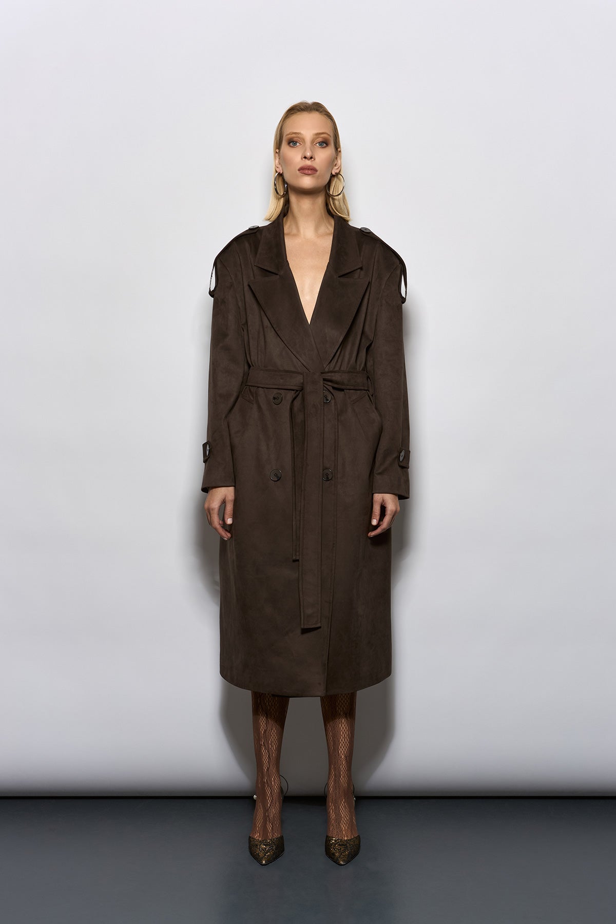 KAHVERENGİ İTHAL SÜET TRENÇKOT