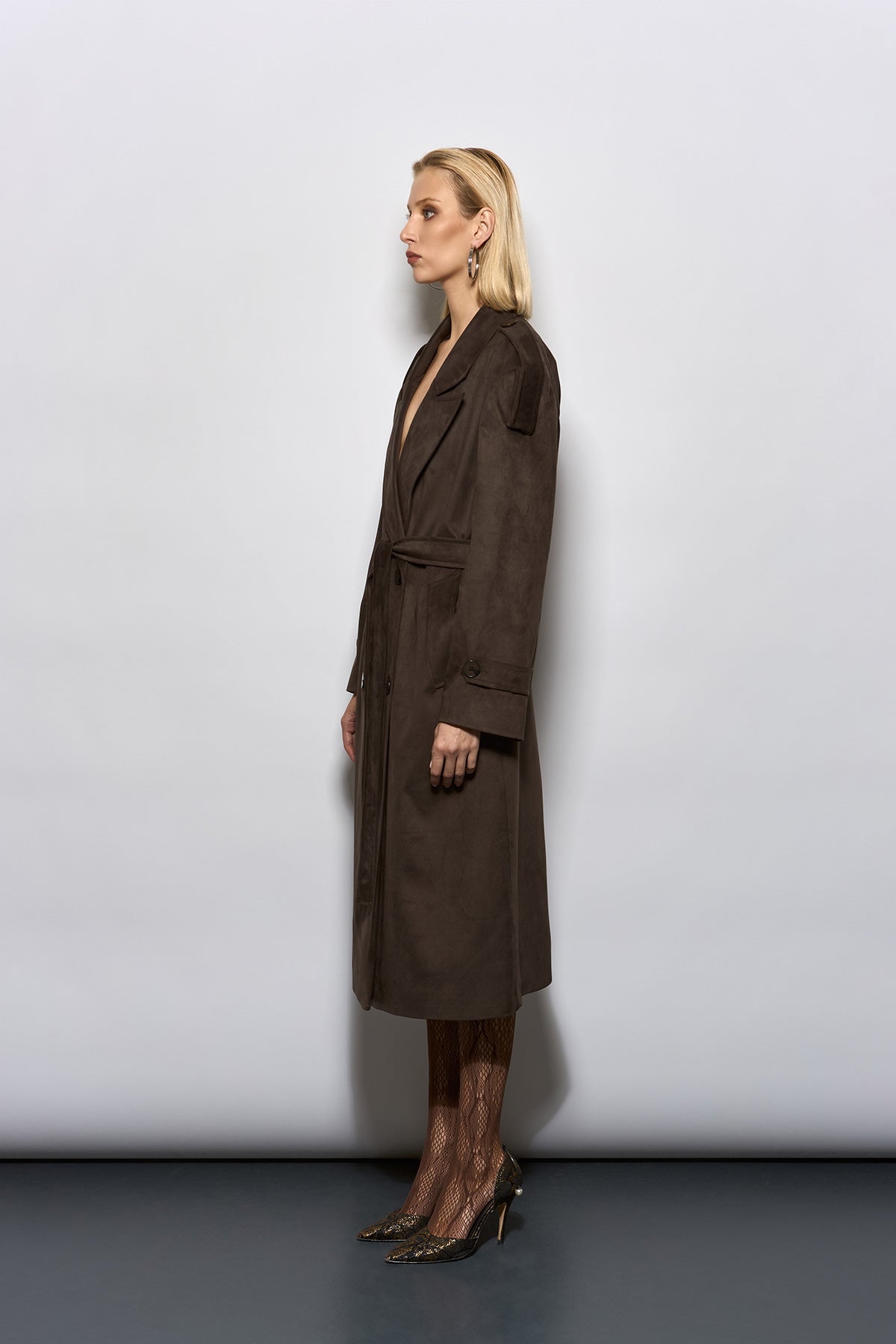 KAHVERENGİ İTHAL SÜET TRENÇKOT