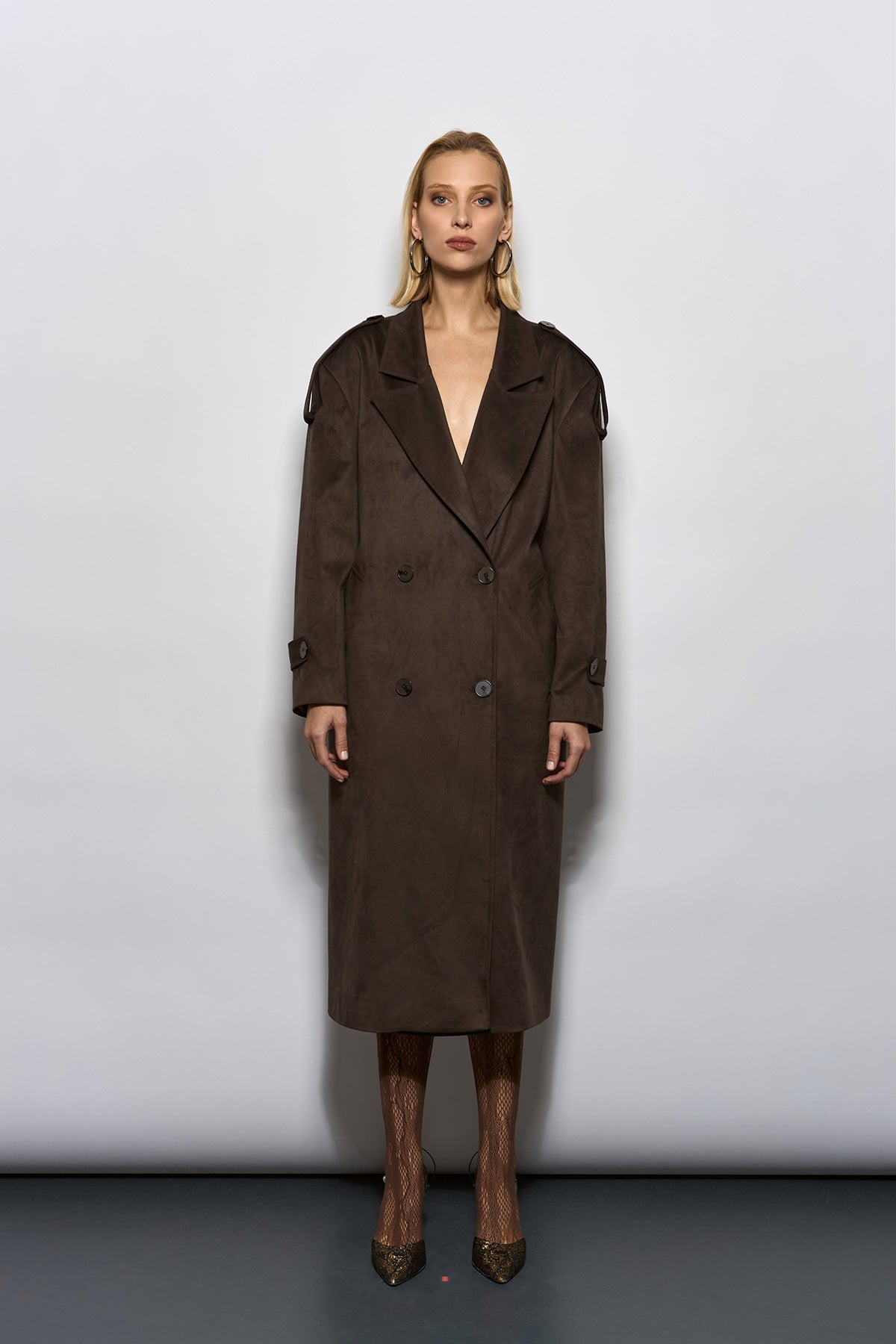 KAHVERENGİ İTHAL SÜET TRENÇKOT