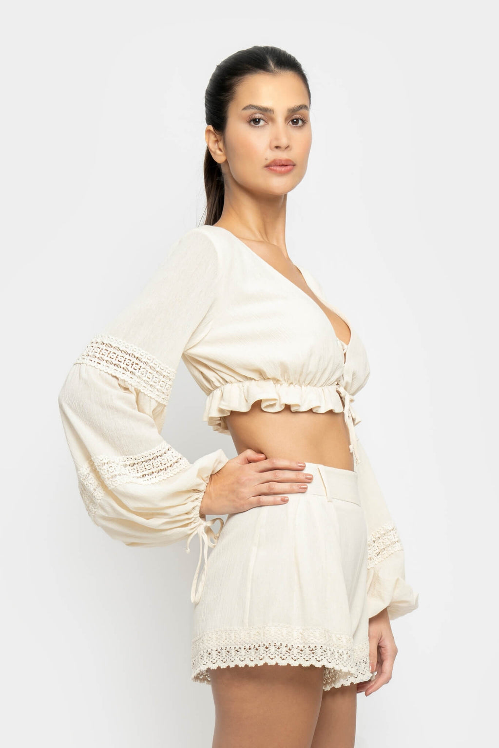 TWILLY TOP IN ECRU