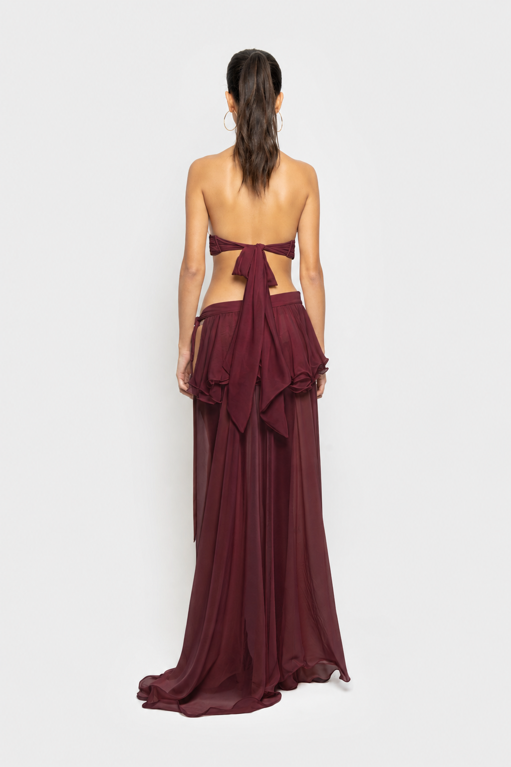 MARYLN BURGUNDY TOP & SKIRT SET